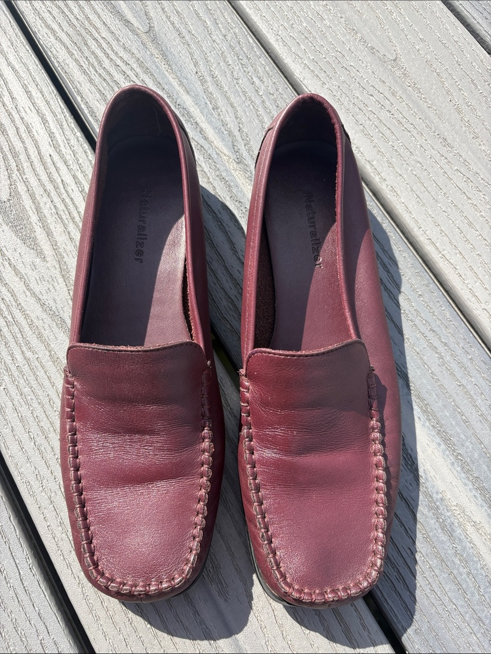 Naturalizer Women’s Wine Leather Slip-On Loafers